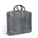 کیف اداری چرم طبیعی  (طرح کروکو - رنگ طوسی) - تصویر 7