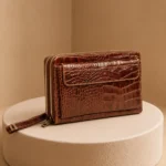 کیف دستی چرم طبیعی  (قهوه ای - کروکو )