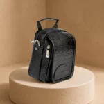 کیف دوشی مردانه چرم طبیعی (طرح کروکو - رنگ مشکی)