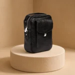 کیف دوشی و دستی مردانه چرم طبیعی (طرح فلوتر - رنگ مشکی)