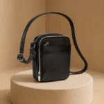 کیف دوشی چرم طبیعی (طرح لیزارد - رنگ مشکی)