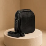 کیف دوشی چرم طبیعی (طرح فلوتر - رنگ مشکی)