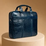 کیف اداری/لپ‌تاپ چرم طبیعی (طرح کروکو - رنگ سرمه ای)