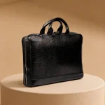 کیف اداری چرم طبیعی  (طرح لیزارد - رنگ مشکی)