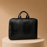 کیف اداری چرم طبیعی  (طرح کروکو - رنگ مشکی)