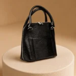 کیف دستی زنانه چرم طبیعی (طرح لیزارد - رنگ مشکی)