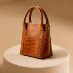 کیف دستی زنانه چرم طبیعی (طرح لیزارد - رنگ عسلی)